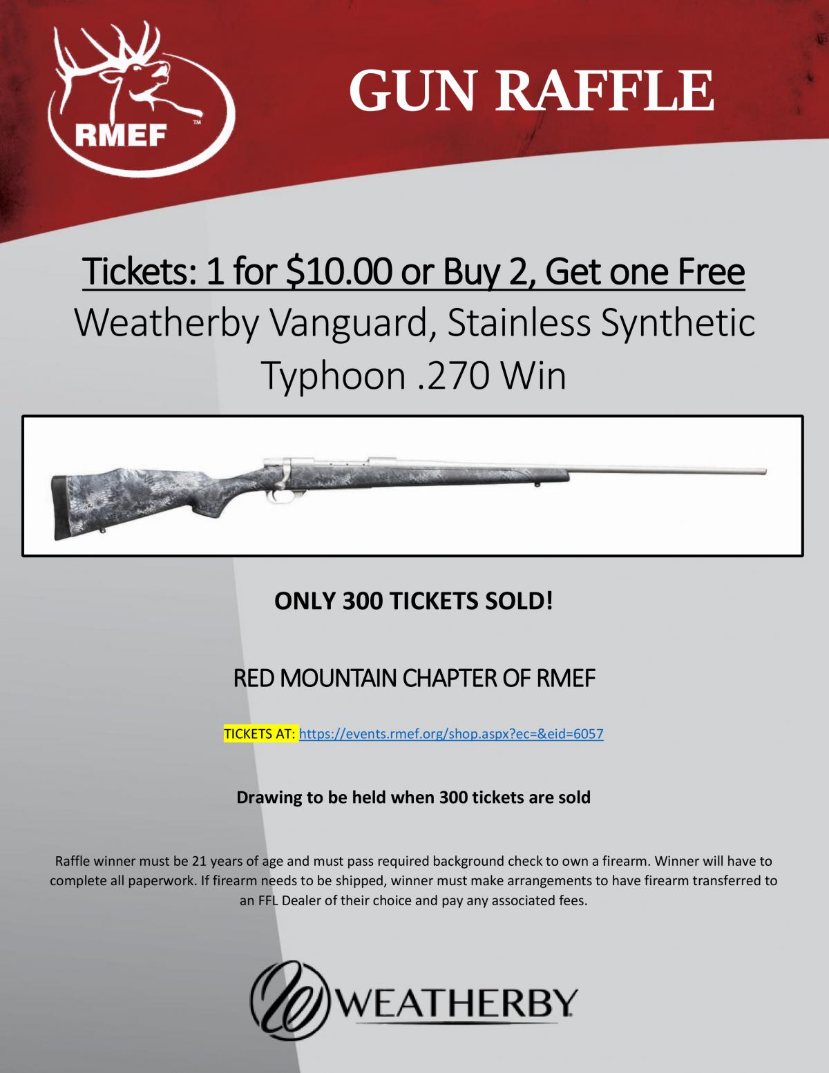 Red Mountain RMEF Weatherby Rifle Raffle Conservation Group Events