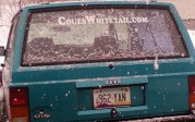 CJ’s sticker in snow