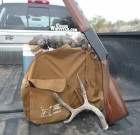 Buckhunter sticker with quail and shed