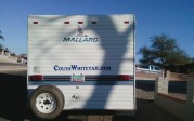 Trailer with big sticker in Tucson