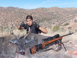 Tapija Martin and his coues from the San Carlos Apache Rez 340 yard shot