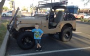 Bryant Ensman’s  sticker on his 69 jeep and his grandson, Hayden